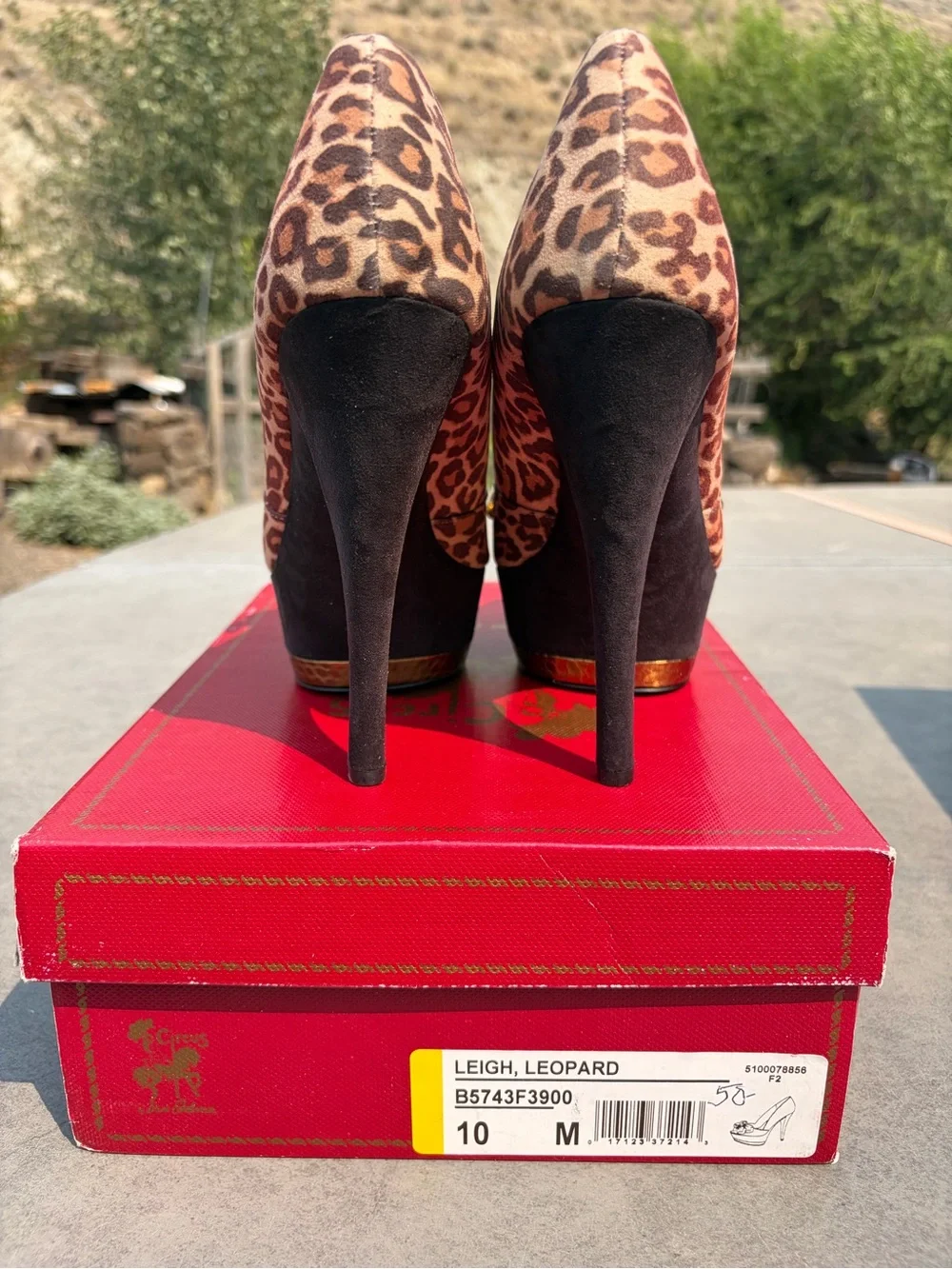 Circus by Sam Edelman Leopard Platform Peep-Toe Pumps - Brown/Black - Size 10